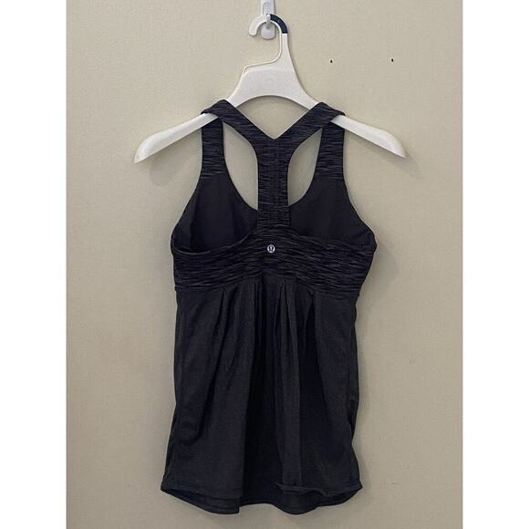 Lululemon Womens Power Technique Tank Top Gray Black Racerback Drawstring Size 8 - Picture 3 of 5